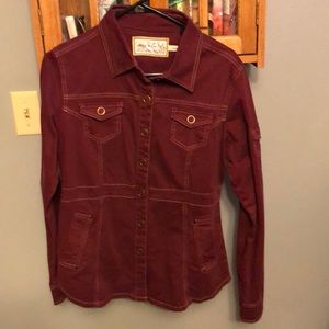 Long sleeve denim button up.